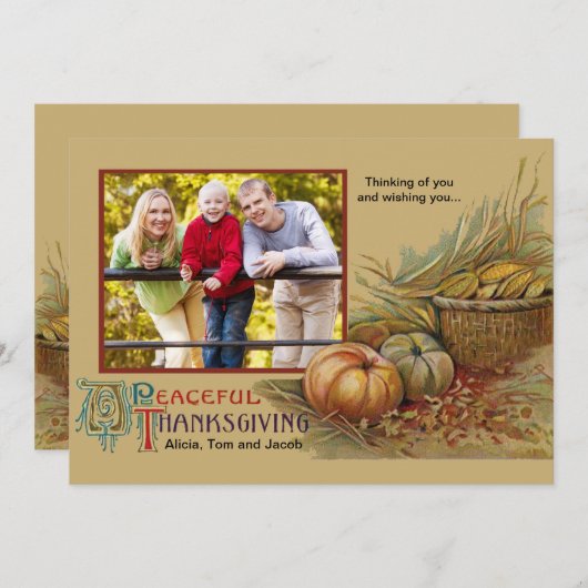 Friedliche Erntedank-Fotokarte Einladung (Vorne/Hinten)