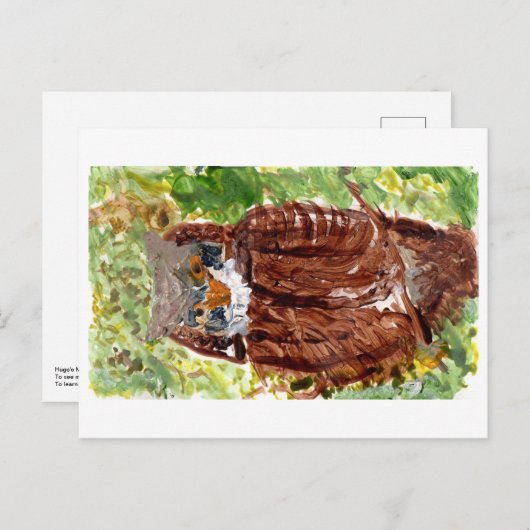 Friedliche Eule mit grüner Hintergrundekarte Postkarte (Vorne/Hinten)