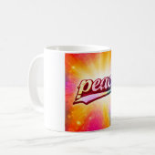 Friedliche farbenfrohe Typografie Inspirierend Kaffeetasse (Vorderseite Links)