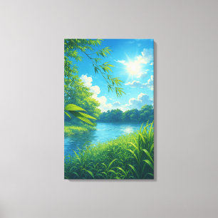 Friedliche Flusslandschaft Kunst, Dichtung und Mus Leinwanddruck