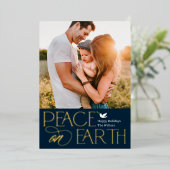 Friedliche Foil Holiday Fotokarte Folien Feiertagskarte (Stehend vorne)