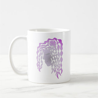 Friedliche Frau Lila Grau Linien Kunst Tasse