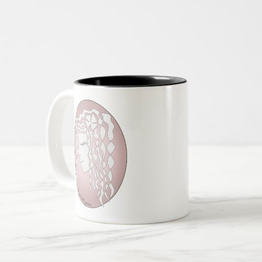 Friedliche Frau Pink Black Line Tasse (Vorderseite Links)