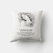 Friedliche Frau, schwarz-weiß Kissen (Rückseite)