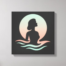 Friedliche Frauen-Silhouette in Pastellwellen