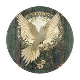 Friedliche Friedenstaube und Naturillustration Schneidebrett