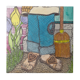 Friedliche Gärtner-Fliese Fliese