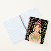 Friedliche Girl mit Blume - Niedliches BlumenNoteb Notizblock (Innenseite)