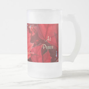 Friedliche Glas-Tasse Rot Herbstblätter fallen Bla Mattglas Bierglas