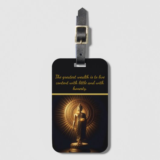 Friedliche Goldene Buddha-Statue, KI-Kunst Gepäckanhänger (Vorderseite Vertikal)