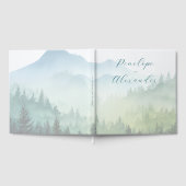 Friedliche grüne Wasserfarben-Waldlandschaft Gästebuch (Voll)