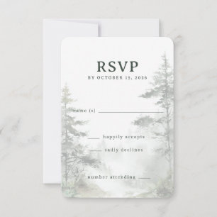 Friedliche hellgrüne Aquarell-Kiefern RSVP Karte