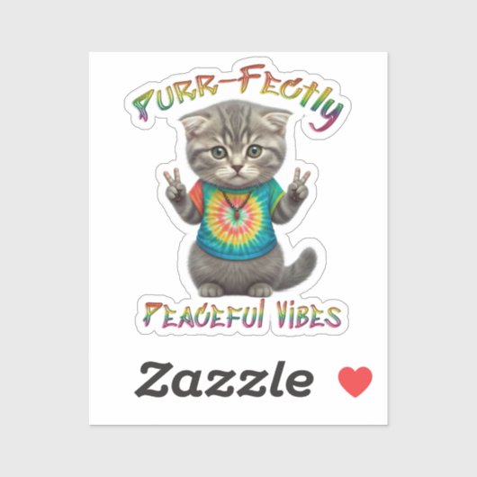 Friedliche Hippie Boho Kätzchen Vibes Aufkleber (Blatt)