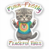 Friedliche Hippie Boho Kätzchen Vibes Aufkleber (Vorderseite)