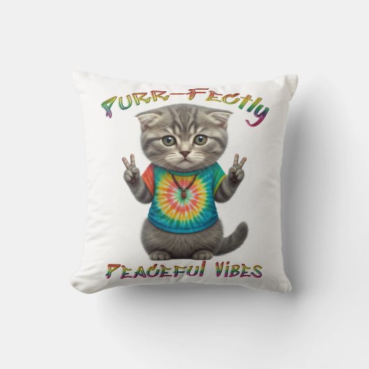Friedliche Hippie Boho Kitten Vibes Kissen (Vorderseite)