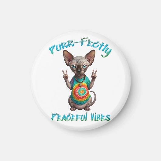 Friedliche Hippie Boho Kitten Vibes Magnet (Vorne)