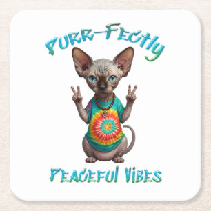 Friedliche Hippie Boho Kitten Vibes Rechteckiger Pappuntersetzer