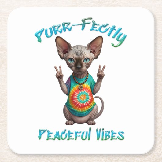 Friedliche Hippie Boho Kitten Vibes Rechteckiger Pappuntersetzer (Vorderseite)