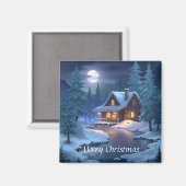 Friedliche Hütte im Winterwald Magnet (Vorderseite/Rückseite)
