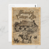 Friedliche Hütte Vintage Wörterbuchkunst Postkarte (Vorne/Hinten)
