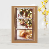 Friedliche Katze Inside a Snowwindow Christmas Car Karte (Gelbe Blume)