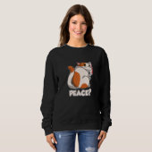 Friedliche Katze Mörderische Katze mit Messer Sweatshirt (Vorne ganz)