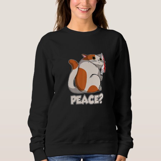 Friedliche Katze Mörderische Katze mit Messer Sweatshirt (Vorderseite)