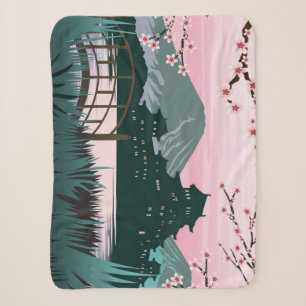 Friedliche Kirschblüten-Japanische Landschaft Gemü Sherpadecke