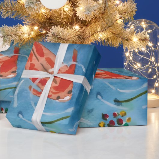 Friedliche Koi-Fisch-Wasserfarben-Verpackungspapie Geschenkpapier (Feiertage)