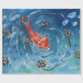 Friedliche Koi-Fisch-Wasserfarben-Verpackungspapie Geschenkpapier (Flach)