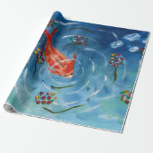 Friedliche Koi-Fisch-Wasserfarben-Verpackungspapie Geschenkpapier (Ungerollt)