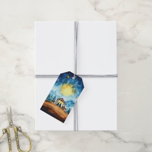 Friedliche Krippe in Gefahr Geschenkanhänger (Mit Garn)