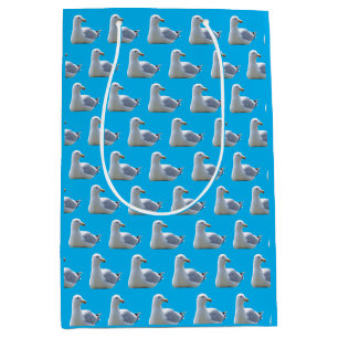 Friedliche Küste Möwe Ruhend Strand Wildtier Kunst Mittlere Geschenktüte
