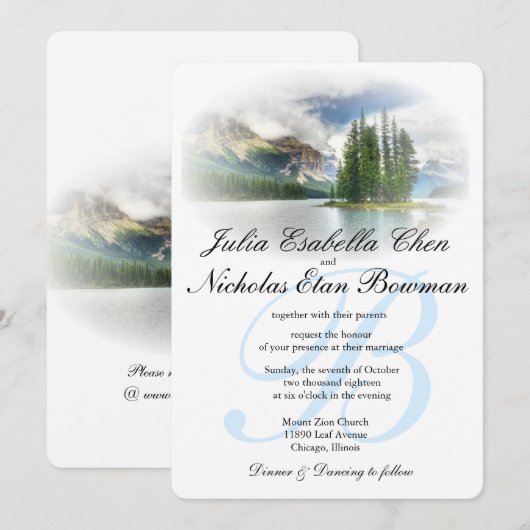 Friedliche Lakeside-Hochzeit oder Ihre Gelegenheit Einladung (Vorne/Hinten)