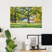 Friedliche Landschaft Bäume See Kunstprint Poster (Heimbüro)