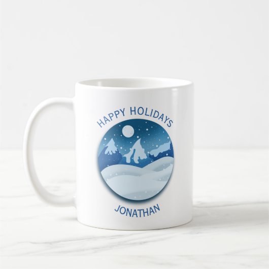Friedliche Landschaft mit Raureif auf Maß Kaffeetasse (Links)