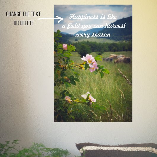 Friedliche Landschaft mit wilden Rose Poster