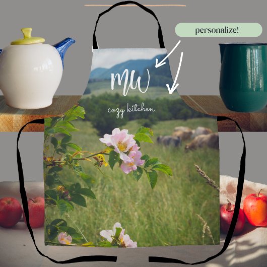 Friedliche Landschaft mit wilden Rose Schürze