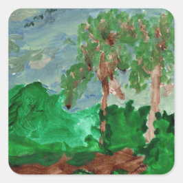 Friedliche Landschaftsaufkleber Quadratischer Aufkleber