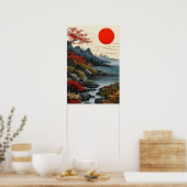 Friedliche Landschaftsdekoration Berge und Wald Poster (Küche)