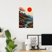 Friedliche Landschaftsdekoration Berge und Wald Poster (Heimbüro)