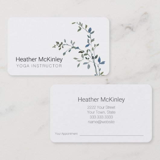 Friedliche Leaf Greenery Minimal Business Card Terminkarte (Vorne/Hinten)