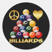 FRIEDLICHE LIEBE BILLIARDS RUNDER AUFKLEBER (Vorderseite)