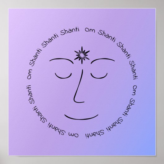 Friedliche Meditation Om Shanti Lila Blue Print Poster (Vorne)