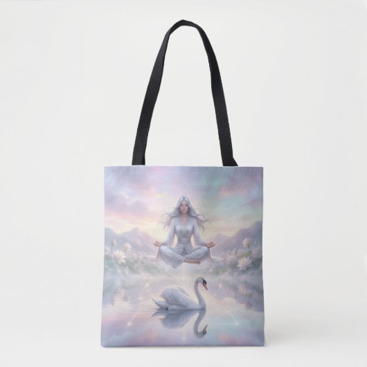 Friedliche Meditationsfrau & Schwan Fantasy-Tasche Tasche (Vorderseite)