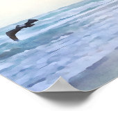 Friedliche Meeresvögel auf Aquarellfarben drucken Poster (Ecke)