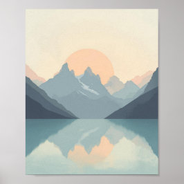 Friedliche minimalistische Bergsonne Poster
