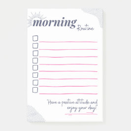 Friedliche Morgenroutine-Checkliste-Kunst Post-it Klebezettel