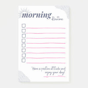 Friedliche Morgenroutine-Checkliste-Kunst Post-it Klebezettel