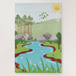 Friedliche Natur Fluss Puzzle – Whimsical Landscha